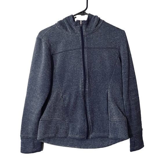 Danskin Now Blue Long Sleeve Hooded Casual Full Zip Knit Jacket Women Sz S - Picture 1 of 9